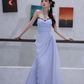 Elegant A Line Sweetheart Neck Black Lace Purple Chiffon Long Evening Dress Gown Dress SH3584