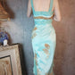 Gorgeous Sheath Strap Appliques Sequin Beaded Blue Satin Prom Dress Evening Dress SH2669