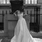 Elegant Ball Gown Strapless White Satin Wedding Dress SH4122