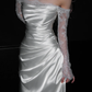 Gentle Mermaid Long Sleeve White Lace Satin Long Wedding Dress SH4714