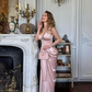 Gentle Pink Sheath V Neck Pleated Satin Long Prom Dress Party Dress SH6426