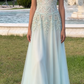 Baby Blue A Line Straps Exquisite Beaded Tulle Prom Dress Wedding Guest Dress SH5351