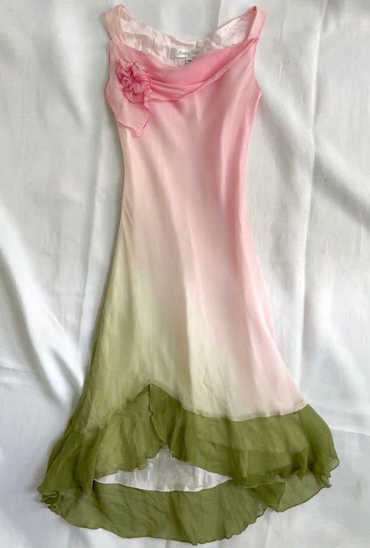 Vintage Pink Green Ombre A Line Summer Chiffon Short Homecoming Dress Outfits SH5726