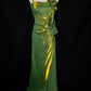 Retro Sheath Spaghetti Straps Flower Purple Satin Long Prom Dress Evening Dress SH3095