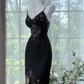 Sexy Black Mermaid Spaghetti Strap Beaded Lace Chiffon Evening Dress Party Dress SH3727