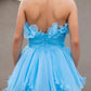 Light Blue Strapless Pleated Tulle Short Homecoming Dress with Ruffles SH7802