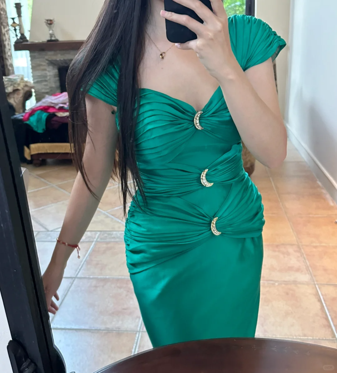 Vintage Green Sheath Straps Satin Homecoming Dress Graduation Prom Dress SH5262