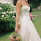 Elegant Ball Gown Strapless Corset Pleated Satin Prom Dress Wedding Dress SH4659