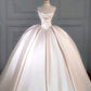 Princess Ball Gown Strapless Lace Appliques Satin Prom Dress 18th Birthday Dress Wedding Dress SH3897