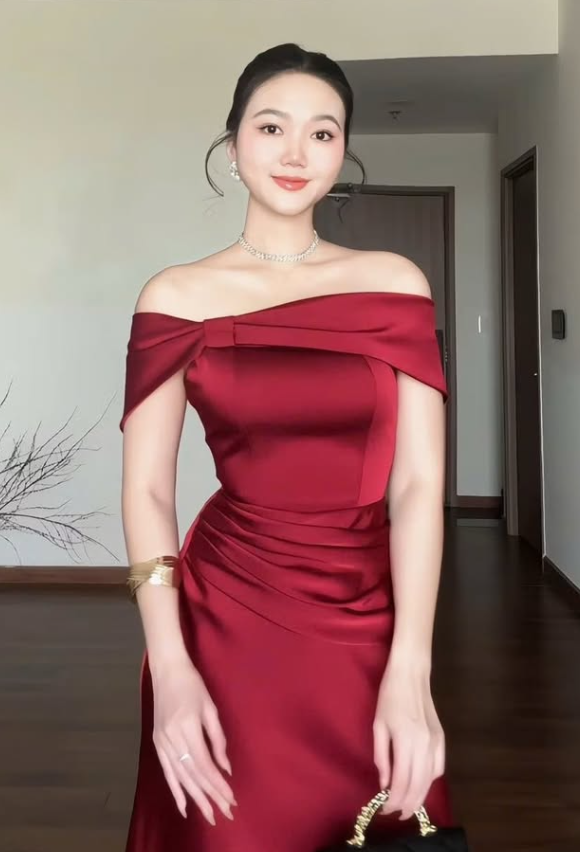 Elegant Sheath Off the Shoulder Burgundy Satin Long Prom Dress SH5294