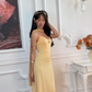 Yellow Vintage A Line Straps Exquisite Beaded Chiffon Prom Dress Graduation Prom Dress SH5489