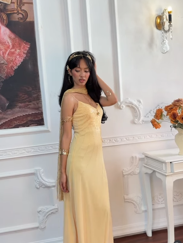 Yellow Vintage A Line Straps Exquisite Beaded Chiffon Prom Dress Graduation Prom Dress SH5489
