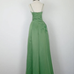 Retro A Line Spaghetti Strap Green Beaded Satin Long Evening Dress Party Dress SH3168