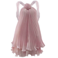 Cute A Line Halter Baby Blue Pleated Chiffon Short Homecoming Dress Birthday Dress SH2861