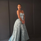 Shiny Baby Blue Sheath Sweetheart Neck Sequin Satin Prom Dress Evening Dress SH6125
