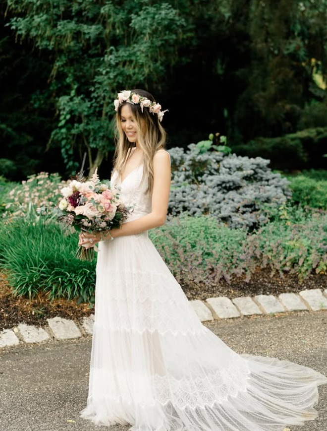 Pretty A Line Spaghetti Strap White Lace Tulle Long Prom Dress Wedding Dress SH4706