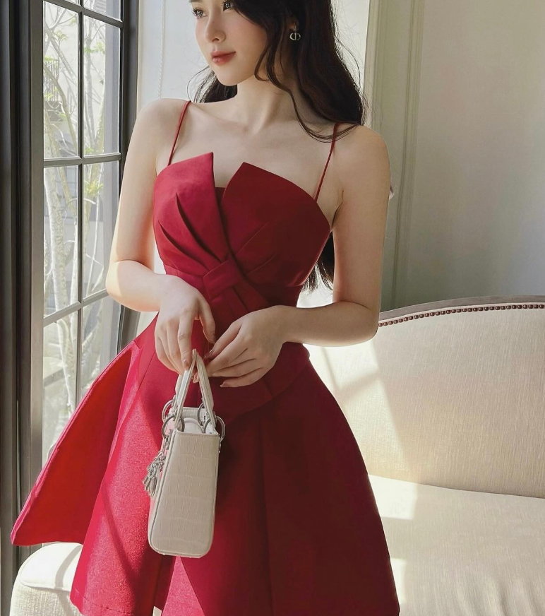 Charming Red A Line Spaghetti Straps Bow Satin Short Homecoming Dress Outfits SH6221