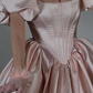 Amazing Pink Satin Square Neck Puff Sleeves Slim Short Prom Dress with Ruffles SH7515