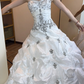 White Vintage Ball Gown Strapless Layered Beaded Satin Long Prom Dress 16th Birthday Dress SH5204