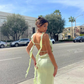 Elegant Mermaid Straps Light Green Satin Open Back Prom Dress Evening Dress SH2190