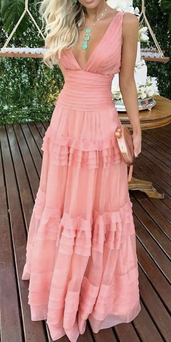 Sweet  Falbala Floor-Length Layered Dress Long Prom Dress  SH744