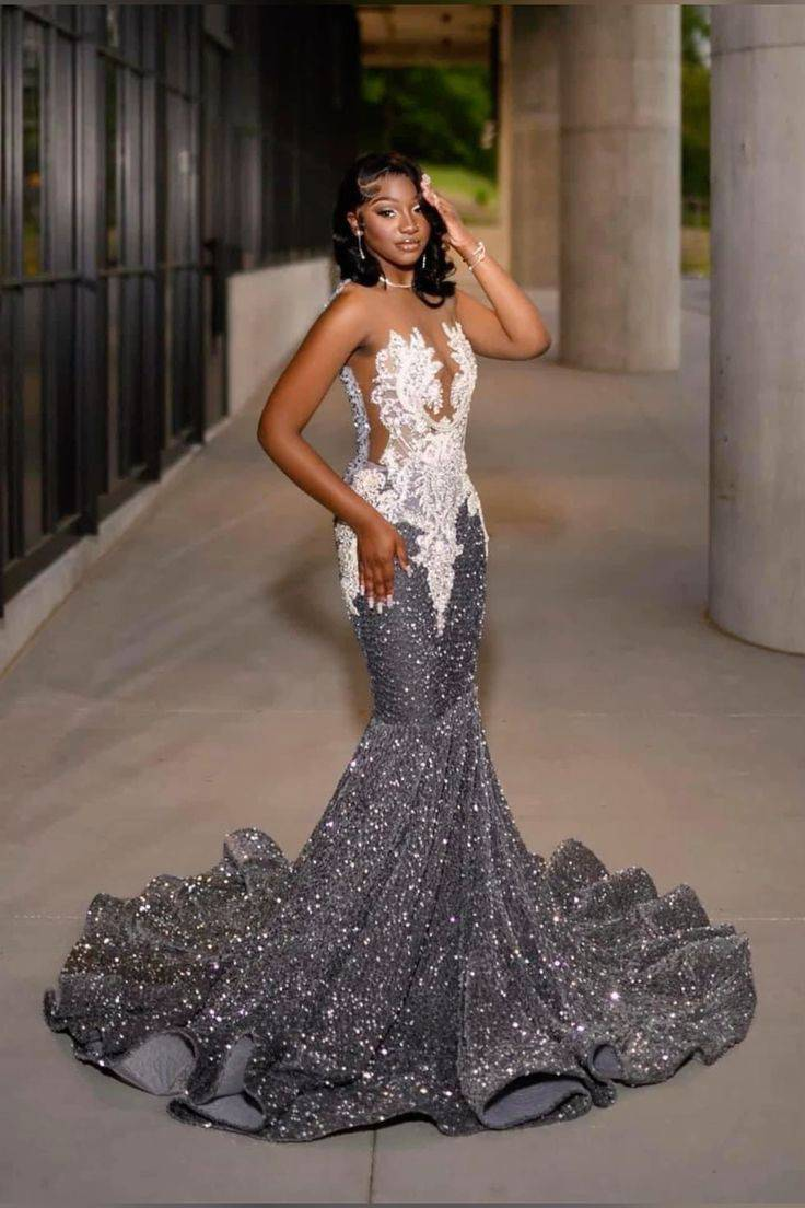 Charming Sequins Mermaid Evening Dress Long Prom Dress SH976