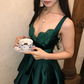 Elegant A Line Spaghetti Straps Emerald Lace Satin Short Homecoming Dress Outfits SH6236