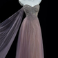 Purple A Line Sweetheart Neck Exquisite Beaded Tulle Long Prom Dress SH5001