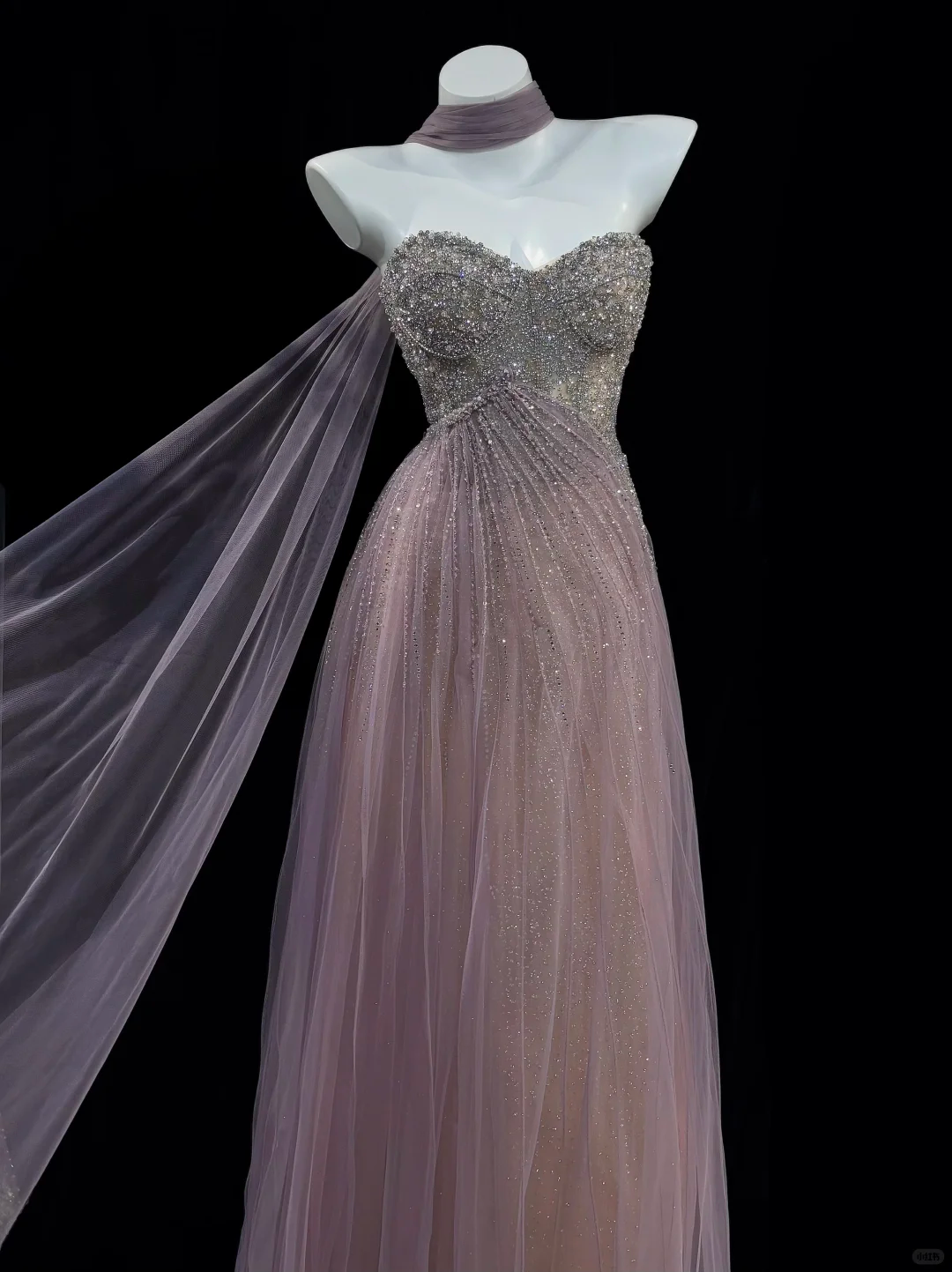 Purple A Line Sweetheart Neck Exquisite Beaded Tulle Long Prom Dress SH5001