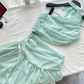 Mint Green A Line Halter Flower Chiffon Short Homecoming Dress Cocktail Dress SH3050
