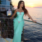 Turquoise Sheath Sweetheart Neck Shiny Rhinestone Chiffon Prom Dress SH8547