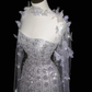 Purple Butterfly A Line Strapless Sequin Tulle Long Prom Dress Party Dress SH3249