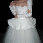 White Ball Gown Square Neck Exquisite Lace Tulle Long Wedding Dress SH8909