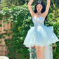 Baby Blue A Line Sweetheart Neck Tulle Short Prom Dress Homecoming Dress SH8653