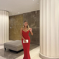 Red Strapless Sweetheart Neck Long Prom Dress Evening Dress SH1077