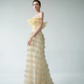 Yellow Sheath Strapless Layered Tulle Sequin Party Dress Prom Dress Formal Gown SH4309