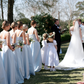 Elegant Baby Blue A Line Spaghetti Strap Satin Long Bridesmaid Dress SH6303