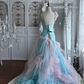 Vintage Blue-Pink Ball Gown One Shoulder 3D Floral Tulle Prom Dress Sweet 16 Dress SH5788