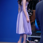 Unique A Line Strap Purple Tulle Tea Length Prom Dress Evening Dress SH2341