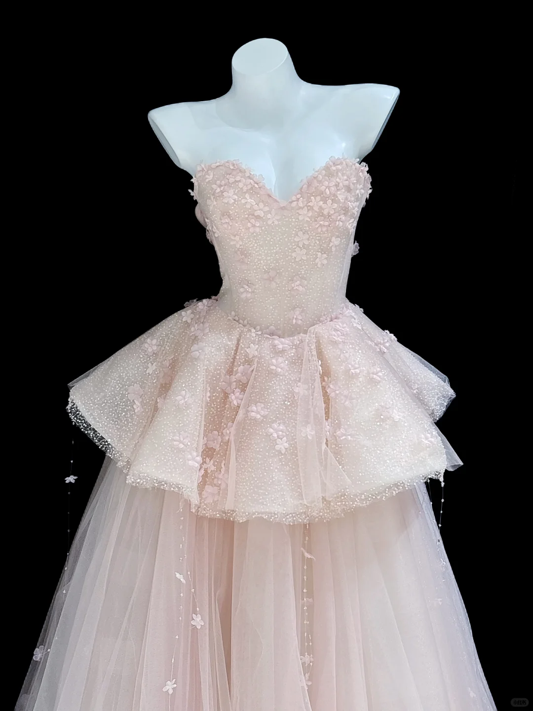 Pink Ball Gown Off the Shoulder Beaded Sequin Floral Tulle Prom Dresses Birthday Dresses SH5047