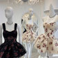 Cute A Line Off the Shoulder Print Floral Satin Tulle Short Homecoming Dress Birthday Dress SH4672