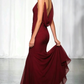 Burgundy Mermaid Evening Dress Long Prom Dress  SH1186