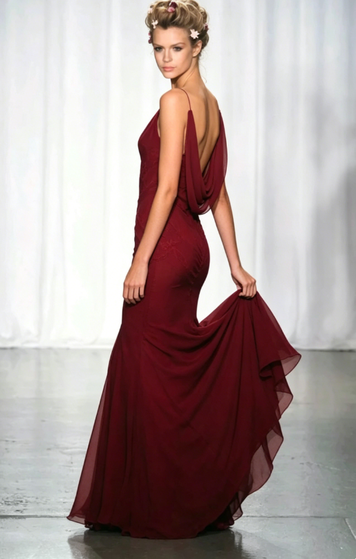 Burgundy Mermaid Evening Dress Long Prom Dress  SH1186