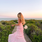 Simple Pink A Line Spaghetti Strap Layered Chiffon Open Back Date Dress Outfits SH3883