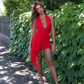 Sexy Sheath Halter Red Chiffon Short Homecoming Dress Outfits SH1783