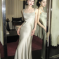 Elegant Brown Sheath Straps Sequin Satin Prom Dress Evening Dress Date Dress SH5646