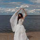 Ethereal Pretty A Line Exquisite White Chiffon Prom Dress Wedding Dress SH6684