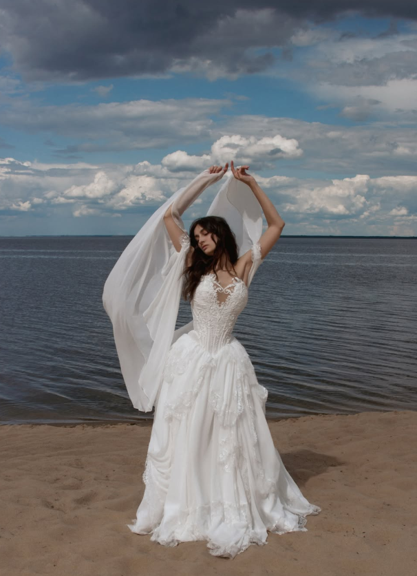 Ethereal Pretty A Line Exquisite White Chiffon Prom Dress Wedding Dress SH6684