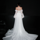 Gentle Ball Gown Long Seelve White Tulle Long Train Wedding Dress SH6679