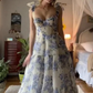 Elegant Floral Print Chiffon Long Prom Dresses Evening Dresses SH675